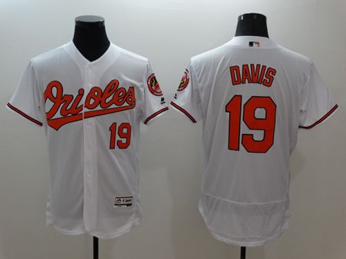 Orioles #19 Chris Davis White Flexbase Authentic Collection Stitched MLB Jersey - Click Image to Close